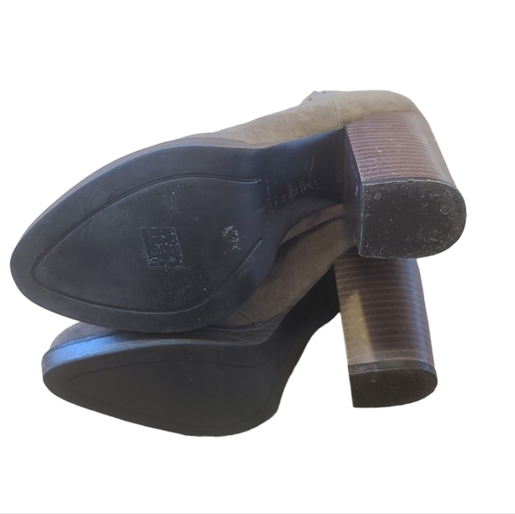 ZARA SUEDE STACK CHUNKY HEELED ANKLE BOOTS BOOTIES WOMENS SIZE 39 US SIZE 8 - Picture 10 of 12